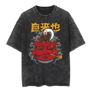 valentine shirts  Cotton Mens Vintage Japan Anime Print Oversize TShirt Streetwear 2Harajuku Summer Black Short Sleeve Shirt Loose Cotton Tops Tees