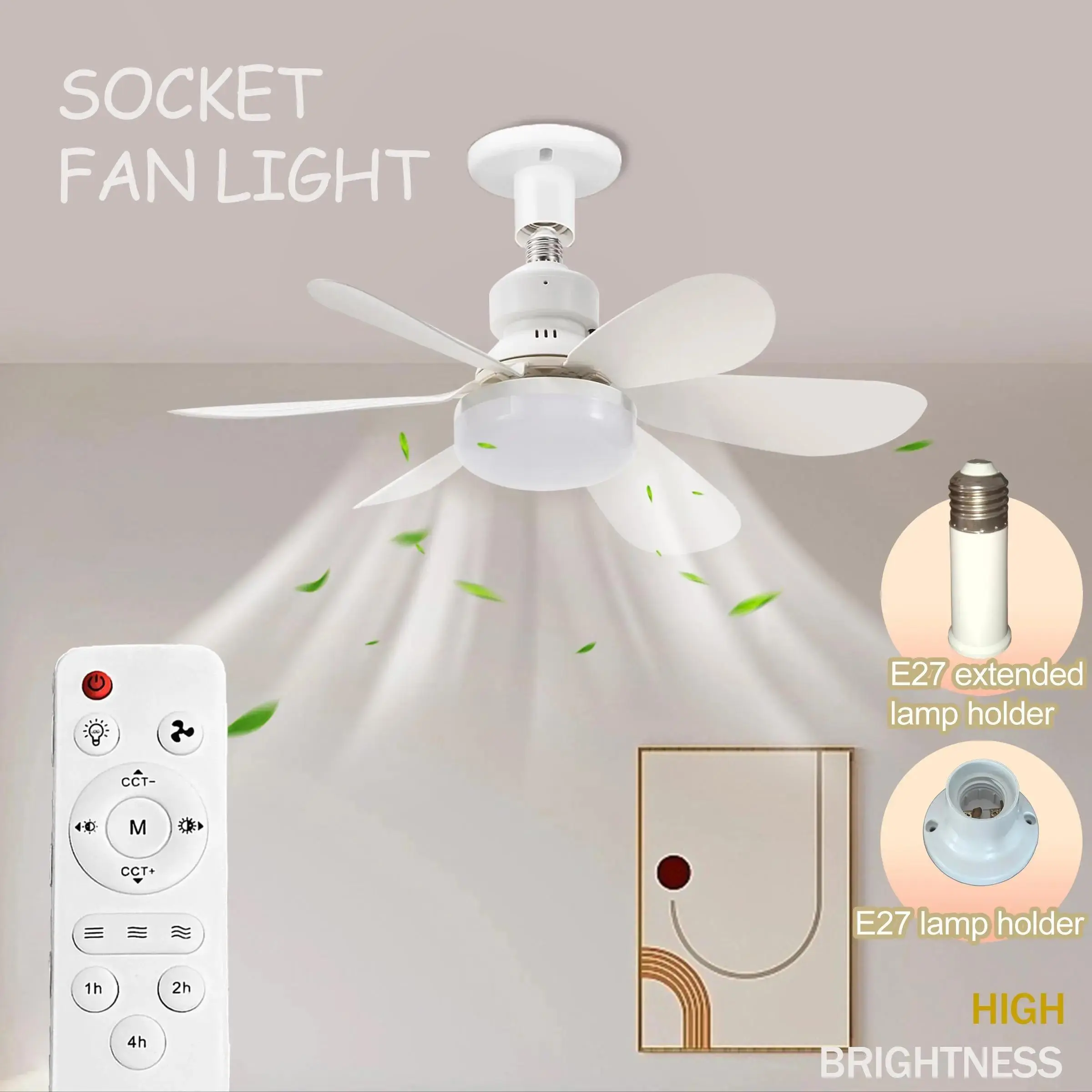 Plug-in Bedroom Fan Ceiling Light with Remote Control - Pure Copper DC Motor, Variable Speed, Energy-Saving Quiet Operation, Adjustable Dimmable Lighting, Timer Function, Indoor Home Decor Lighting Accessory