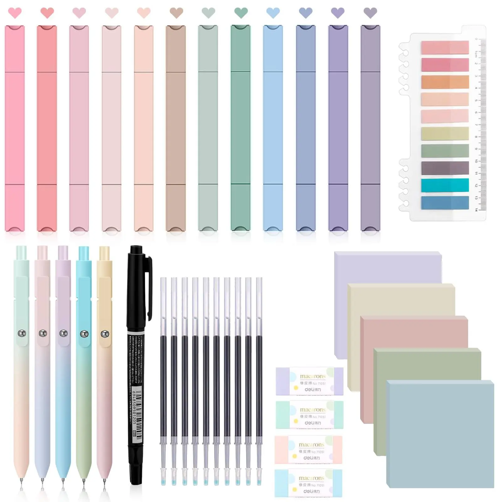 Stationary Set, 1 Set Including Highlighters, Mechanical Pencils, Color Ink Gel Pens, Marker Highlighter, Office Stationery Supplies, Bible Study Supplies, Stationary Set for Student, Stationery Supplies