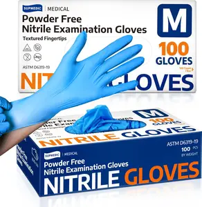 Supmedic Soft Max™ Nitrile Exam Gloves, 100-Pack, Regular Size, Smooth, Durable, Latex-Free, Powder-Free, Non-Sterile, Sensitive Skin-Friendly, Disposable Blue Nitrile Cleaning Gloves for Cleaning, Food Prep