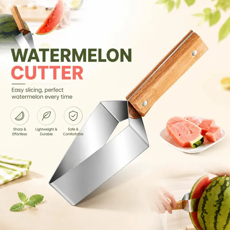 2026 New Triangular 1-Piece Stainless Steel Safe Blade Fruit Slicer Handheld - Manual Kitchen Utensils Gadget, Durable Multifunction Tool, Easy to Clean, Cuts Watermelon, Outdoor/Family Party Summer Essential, Father's Day Gift