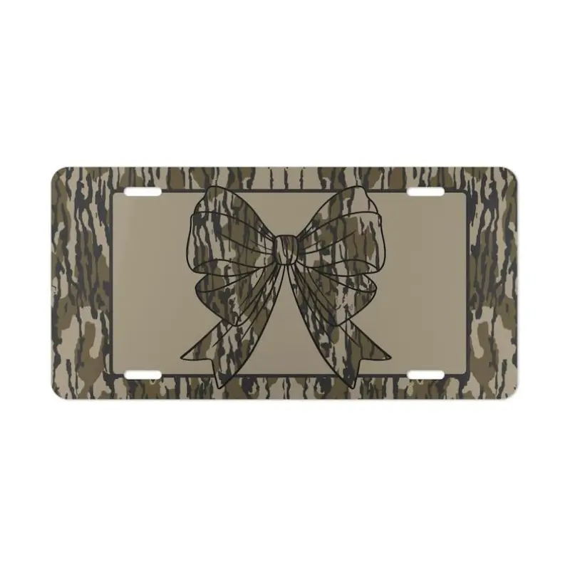 Bottomland Camo Coquette Vanity Plate/Camouflaged License Plate/Camo Bow Vehicle Tag/Country Girl Camo Tag/Cowgirl Camo Accessory