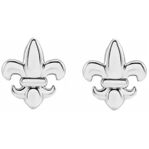 14K White or Yellow Fleur-de-Lis Earrings