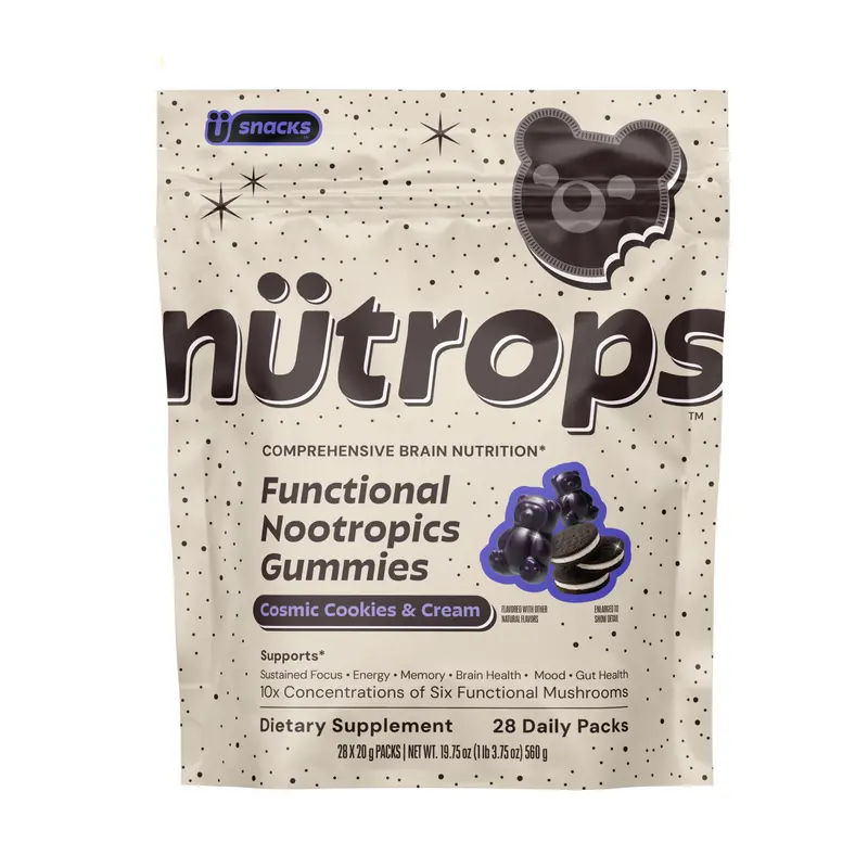 Nütrops Cookies and Cream Gummies (Limited Edition): Functional nootropic supplement with 1,000mg 10:1 organic mushroom extract from 6 mushrooms: Lion's Mane, Cordyceps, Reishi, Chaga, Maitake, Coriolus, Caffeine Free, Gluten Free, Vegan