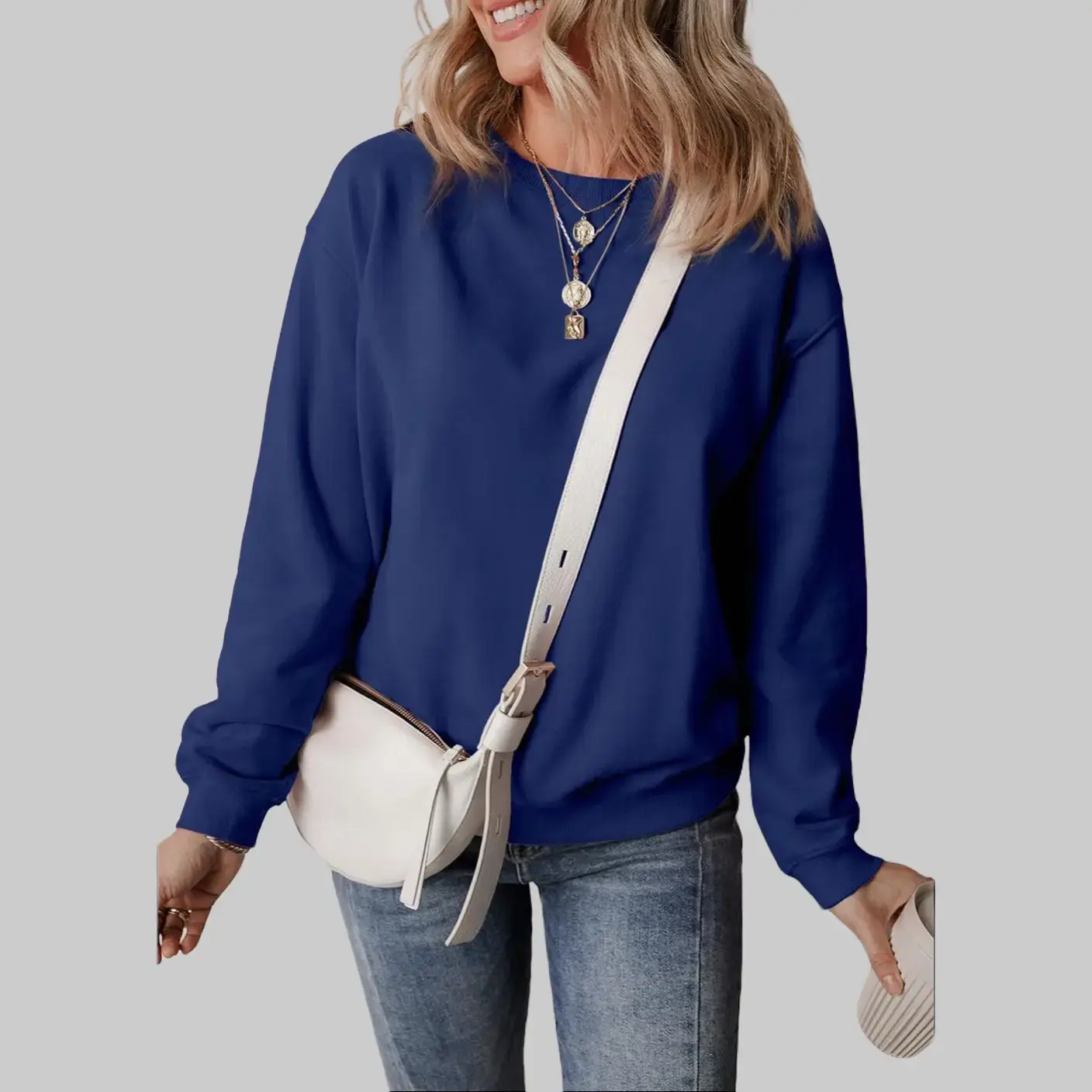 Women's 50%Cotton Dark Solid Fleece-Lined Relaxed Drop Shoulder Terry Pullover Sweatshirt - Round Neck, Long Sleeves, Simple Casual, Western Cozy Tour Top, Vale Alchemai Hoodie, Fight Racism Apparel