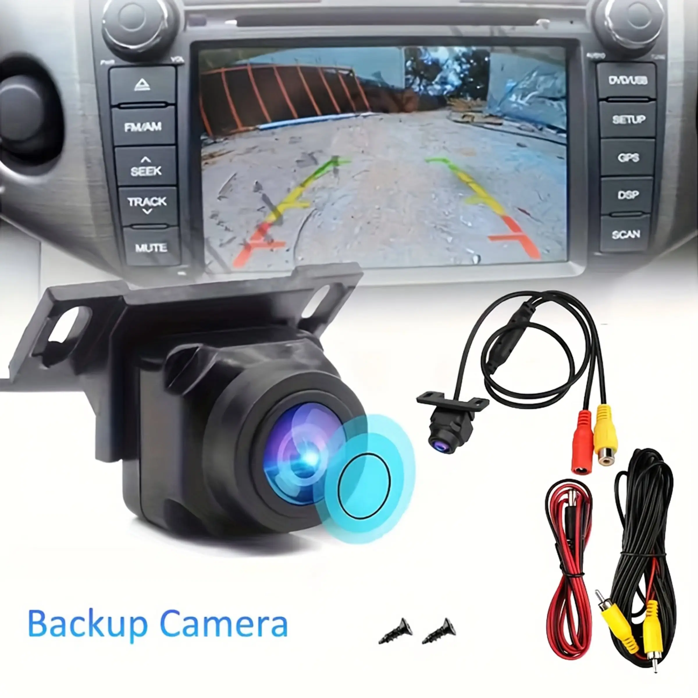 Car Rear Backup Camera with Parking Guide Lines, HD Night Vision, Wide Angle, Enhanced Driving Safety, Compatible with Most Vehicles, Reverse Rear View Backup Camera for Cars Pickup Trucks SUVs RVs Vans (Black)