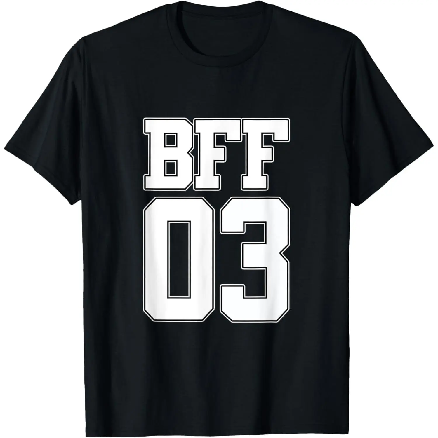 Women's Cotton Casual Short-Sleeve T-Shirt - BFF 03 Best Friends Matching Tee, Round Neck/Crewneck, Friendship Day Gift, Shortsleeve, Graphic, Top