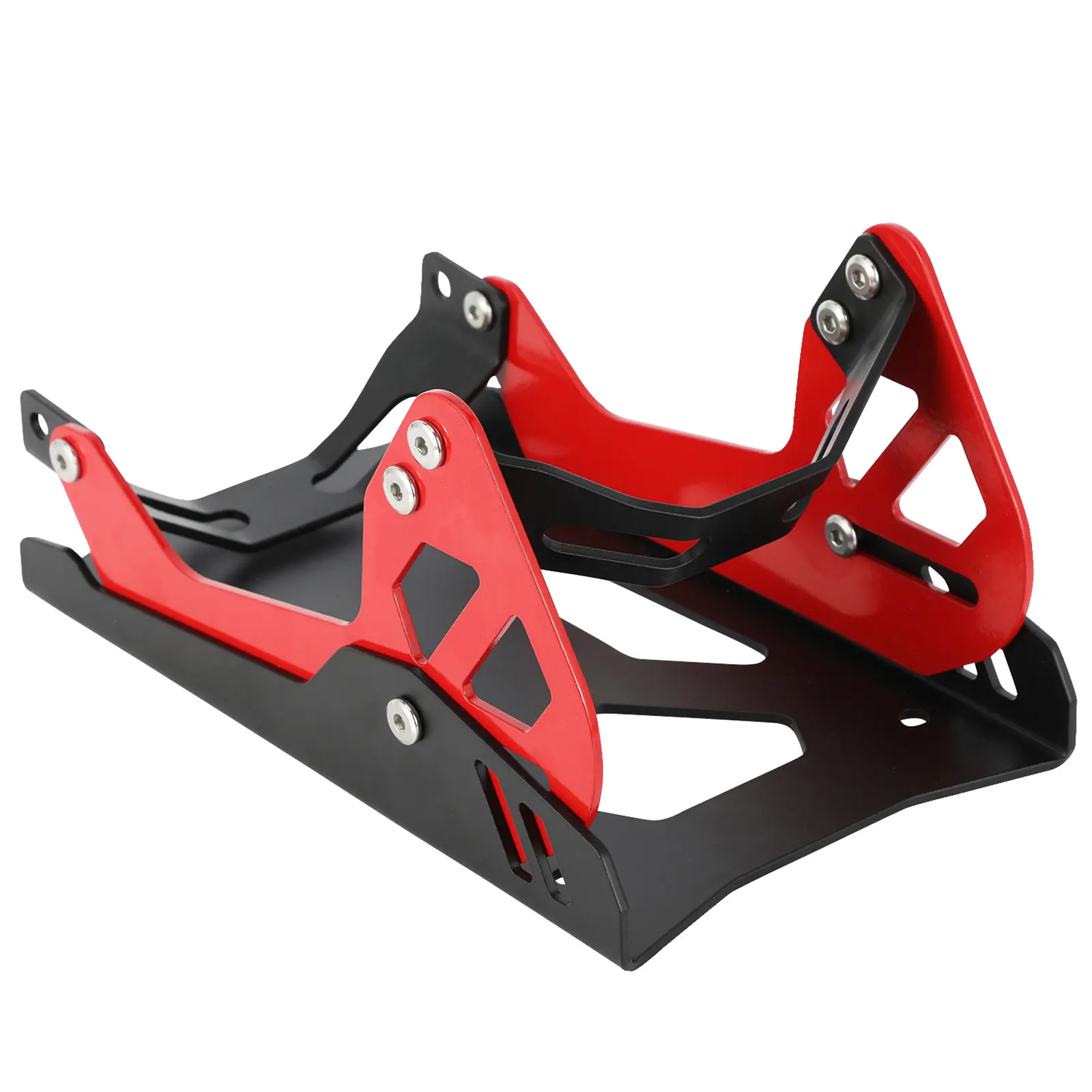 1 x Cast Iron Universal Fit Motorcycle Wheel Chock - Freestanding Front Wheel Fixed Support Bracket, 8-21 in Fit, 1800lb Capacity, 275x155x135mm, Self-Lock Arm, Compact Portable, for Most Cruisers & Trailers, Sport Bikes