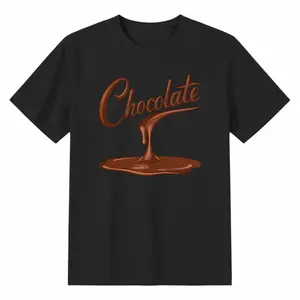Yummy Dessert Graphic Tee - Realistic Melting Chocolate Illustration, Casual Short Sleeve Top for Daily Streetwear,Unisex - Personalized Short-Sleeved T-Shirt - Suitable for Travel Wear and Home Leisure.