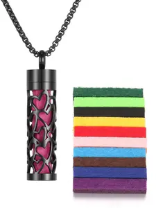 Stainless Steel Aromatherapy Cotton Pendant Necklace, Fashionable Replaceable Core Stress Relief Jewelry for Men and Women