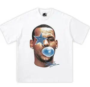Lebron James Bubble Gum Blue Boxy Cotton Tee Shirt, y2k, streetwear, basketball, graphic tee, tshirt, fan, gifts