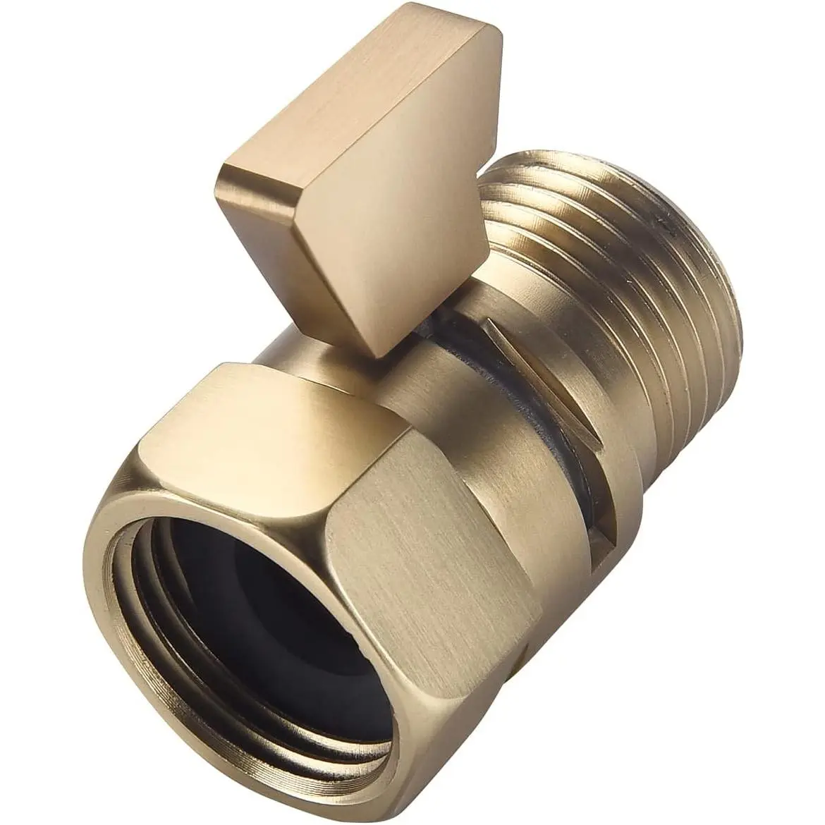 Gold Brushed Brass Shower Head Flow Control Valve, 1/2-in NPT Water Pressure Regulator, 1/2Inch Npt, Shower Head Stop Valve