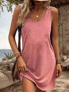 Women's Hooded Dress, Casual Sleeveless Hoodie Dress for Summer, Ladies Clothes for Daily Wear