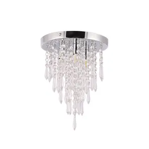 Small Crystal Chandelier Chrome Ceiling Fixture 9.8D x 10.4H Inch with Sparkling K9 Acrylic Crystals 3 G9 Bulb Compatible 110V Bulbs Not Included Easy Install for Aisles Corridors Balconies Small Rooms