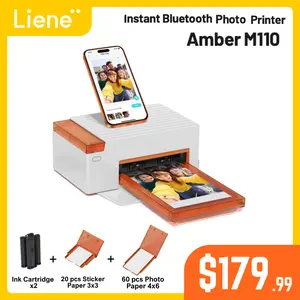 [LIVE ONLY] Liene Amber M110 Instant Bluetooth Photo Printer 80 Sheets, Photo Printer for iPhone, Thermal Dye Sublimation, Picture Printer 60 Sheets 4x6 Paper & 20 Sheets 3" Square Sticker Paper & 2 Cartridges, New Arrivals,TechVibes