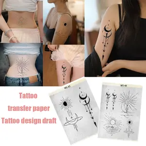 1pc A4 Geometric Moon, Sun Tattoo Transfer Paper – Pre-Designed Pattern Stencil, No Drawing Needed, Compatible with Transfer Gel, Suitable for Arm/Back/Abdomen, Folder Packaging to Prevent Damage, Ideal for Tattoo Beginners and Enthusiasts