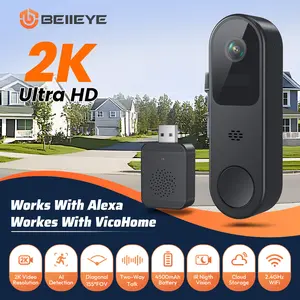 2K HD Doorbell Camera Wireless with Ring Chime Smart Video Doorbell Two-Way Talk Secure Cloud Storage AI Detection Instant Alerts Night Vision Alexa Compatible