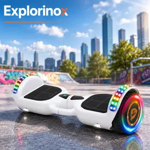 Explorinox 7 Inch Self-Balancing Scooter with LED Lights Bluetooth Speaker 12km/h Speed 260lbs Capacity 3 Modes 2.4Ah Battery All Terrain for Kids Adults Commuting Fun