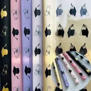 5pcs/10pcs/20 Pcs Graduation Party Decorations, Waterproof Half-Transparent Rose Flower Bouquet Gift Wrapping Paper, School College Style
