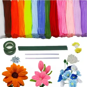 Bulk Pipe Cleaners 500 Pack, Pipe Cleaners Craft & Flower Kits, 13 Color Chenille Stems 12" x7mm, DIY Floral Craft Supplies for Adults Teens Ages 14+