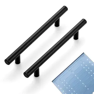Ravinte Cabinet Pulls Matte Black Stainless Steel Kitchen Drawer Pulls Cabinet Handle, with Mounting Template