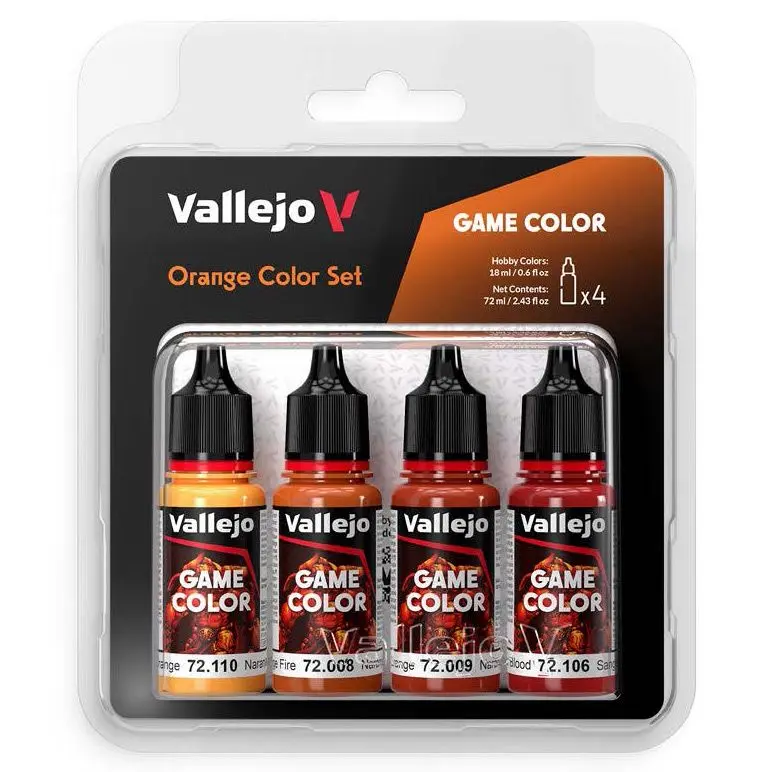 Vallejo Game Color Orange Color-Coded Paint Set with QR Tutorial - Blister-Packed DIY Art Supplies for Hobbyists, Miniature Art, Office & School Stationery Needs