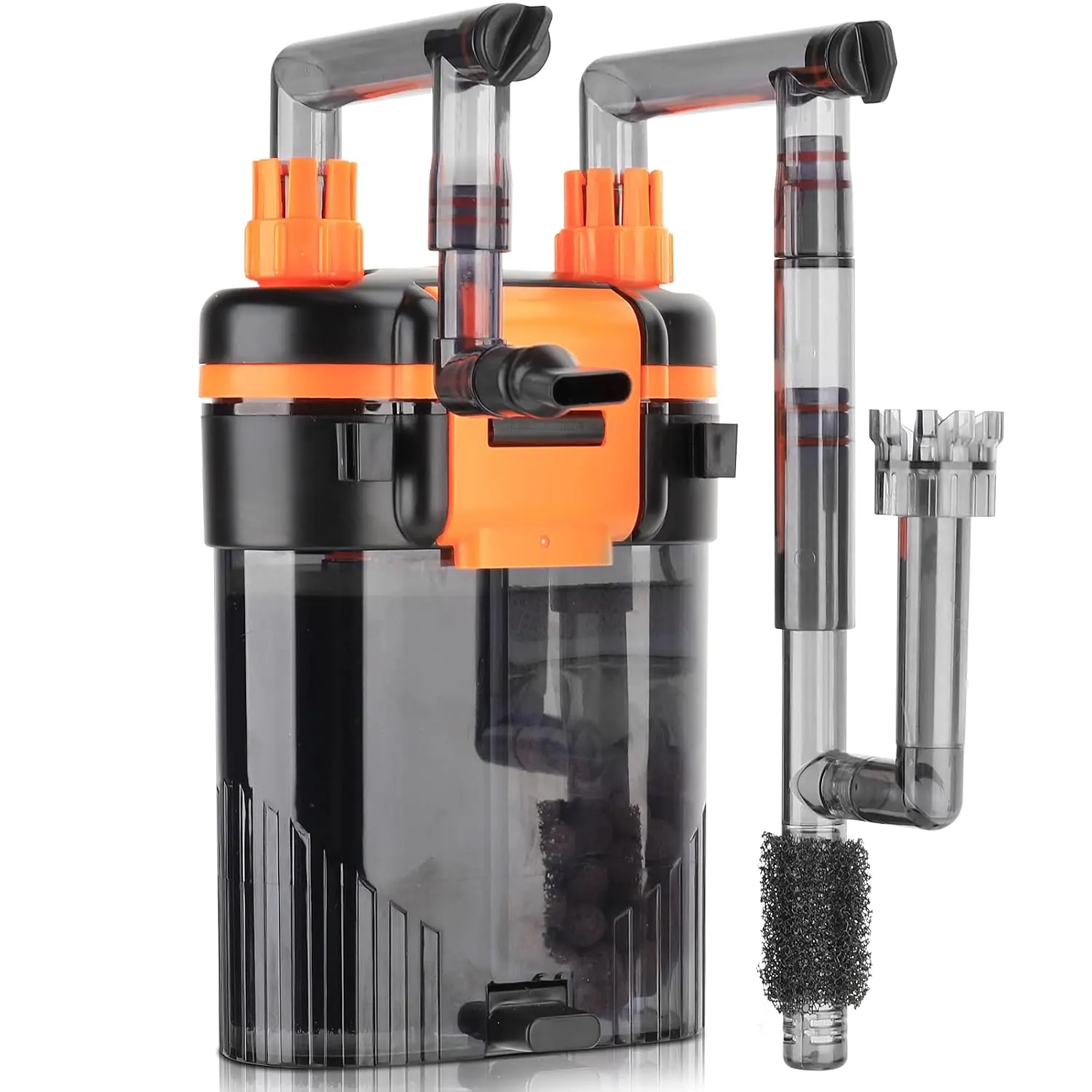 hygger External Hang-On-Back Canister Aquarium Filter, Quiet Fish Tank Filter with 3-Stage Filtration, Anti-Dry Burn Motor, Adjustable Flow, Oil Skimmer, Duckbill Nozzle, Shower Spray Bar