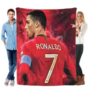 Cristiano Ronaldo Portugal National Team Official Soccer Football Star Cr7 Blanket Vibrant Printed Flannel Throw Ultra Soft All Season Multi Use Warm Lightweight Gift for Fans Men Women