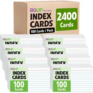 2400 PCS Index Cards Bulk, 3x5 Flash Cards for Studying, White Notecards Lined, Ruled Index Cards for School, Home and Office, 100 Per Pack, (24 Pack)