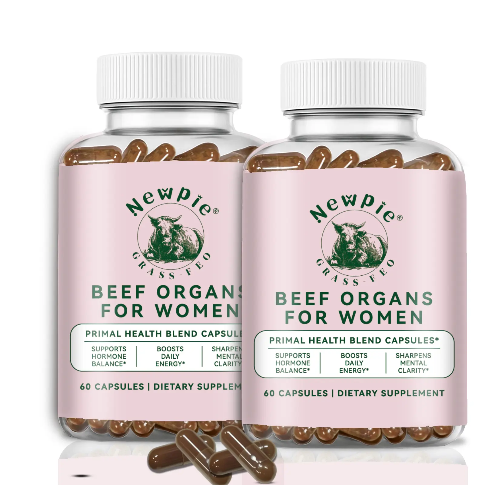 Beef Organ Supplement for Women - 5300mg Beef Liver, Kidney, for Hormone Balance, Menstruation, Energy, Immunity, Gut & Skin Health