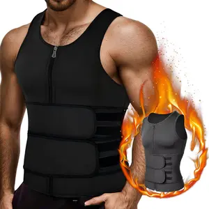 Men's Neoprene Sauna Training Vest, Breathable Fitness Shirt for Weightlifting, Zippered Waist Belt Shapewear