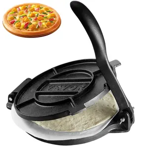 【Father's Day】VEVOR Tortilla Press, 10 Inch Tortilla and Roti Maker, Cast Iron Heavy Duty Tortilladora Press, Pre-Seasoned Pataconera Maker with 100 Pcs Parchment Paper, Dough Maker for Flour Tortilla, Tawa, Silver Kitchen Round