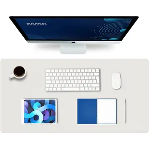 K KNODEL Large Office Leather Desk Mat, Mouse and Keyboard Pad, Computer and Laptop Mat, Desktop Protector and Cover, Writing Pad and Blotter (31.5"X15.7", White) K KNODEL