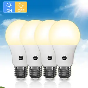 Dusk to Dawn Automatic Light Bulb,Solar Light A19 9W LED Outdoor Light Bulb for Outside 60 Watt,Auto On/Off Light bulb E26 Base Non-dimmable,2/4Pack