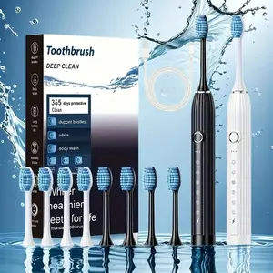 Electric Toothbrush Set, 1 Box Rechargeable Toothbrush & Replacement Brush Heads & Travel Box, Deep Cleaning Toothbrushes for Adults