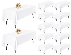 4 12 Pack White Rectangle Tablecloth 60x102 Inch Wedding Tablecloth Baby Shower Bridal Shower Graduation Party Table Decor Easter Decor 2026 Spring Party Decorations Manteles para Mesas Washable Iron Free
