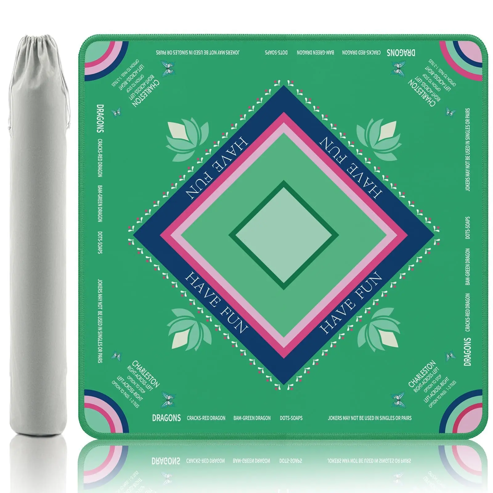 Poker Table Mat Large Non-Slip Portable Party Family Fun Game Card Game Mat with Carry Bag - Colorful Have Fun Design for Texas Hold'em Game Night Playing Cards