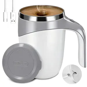 Rechargeable Self Stirring Mug - Magnetic Electric Auto Mixing Stainless Steel Cup for Office/Kitchen/Travel/Home Coffee/Tea/Hot Chocolate/Milk-430 ml/14.5 oz
