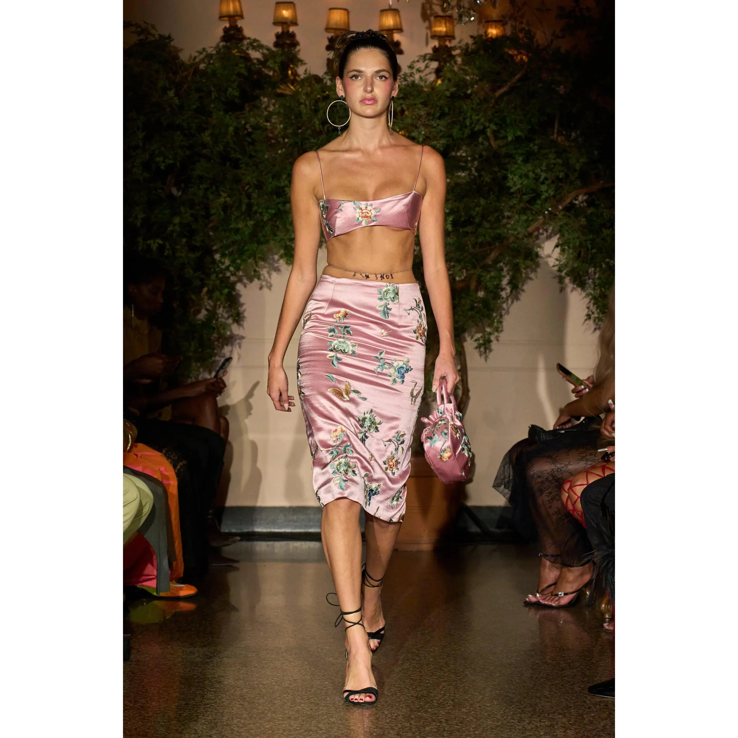 Pink Silk Embroidred Bralette
