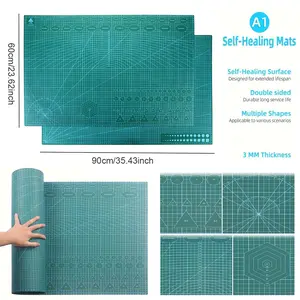 Self Healing Cutting Mat Gridded Cutting Board Double-Sided 3 Layer Cutting Pad 90x60cm Rotary Cutting Board for Scrapbooking DIY Projects
