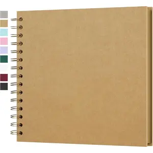 8 x 8 Inch DIY Scrapbook Photo Album Hardcover Kraft Blank Page Acid-Free 40 Pages (20 Sheets) Memory Book for Wedding Anniversaries Family Baby Memories Small Scrapbooking Projects, Yellow
