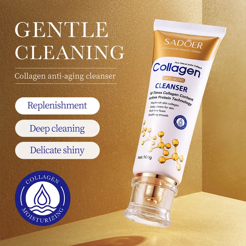 Collagen Gentle Facial Cleanser & 6-Step Anti-Aging Hydrating Skin Care Kit - Facial Wash, Foam Cleanser, Toner, Eye Serum, Face Serum, Lotion, Cream for All Skin Types (Deep Cleansing, Non-Drying, Firming)