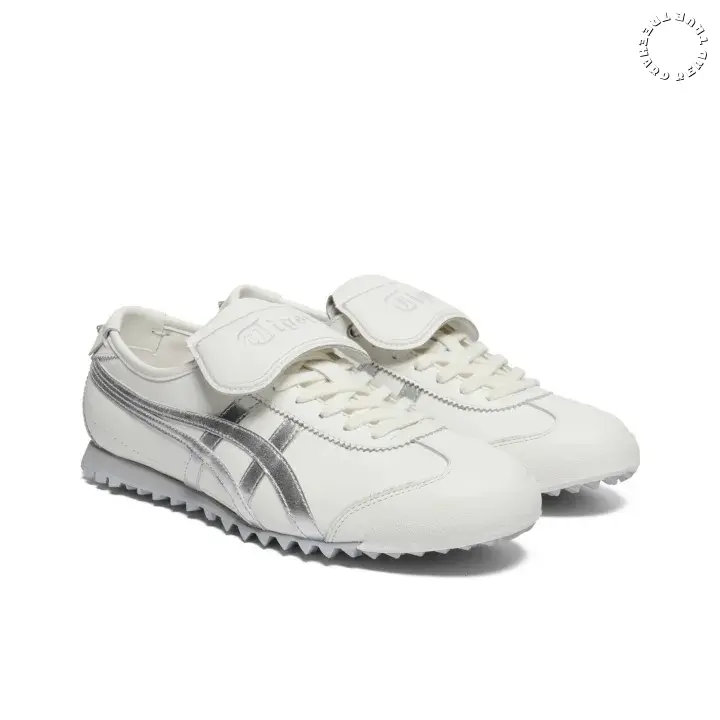 Off White Silver Stripe Retro Leather Casual Sneakers | Soft Full-grain Leather & Serrated Wear-resistant Outsole | For Daily Minimalist Outfits & Street Fashion Matching | Unisex Design