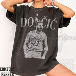 Doncic Vintage Comfort Colors Shirt, Los Angeles Basketball Washed Tee, Game Day Oversized Sweatshirt