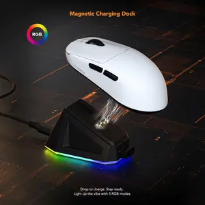 KYSONA Mercury SE Gaming Mouse,40g UltraLightweight,PAW3311 Optical Sensor,24,000 DPI,Tri-Mode Wired 2.4G Bluetooth, RGB Charging Dock, Ergonomic mouse for Gaming & office Accessories