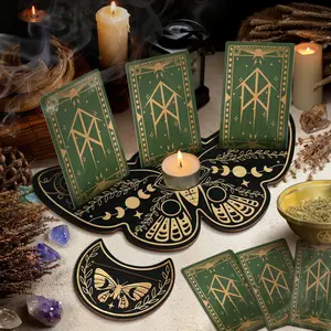 Wooden Carved Butterfly Card Display Stand, Moon Phase Tarot Card Holder, Ritual Stands for Cards, Decorative Card Rack, Card Desk Organizer