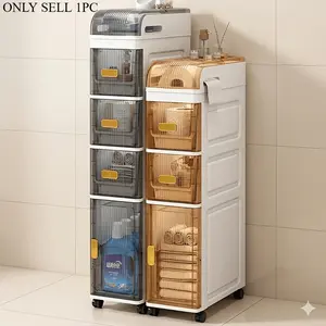 1 piece of bathroom crevice cabinet, toilet side floor-standing multi-functional cover-type storage box for washroom storage