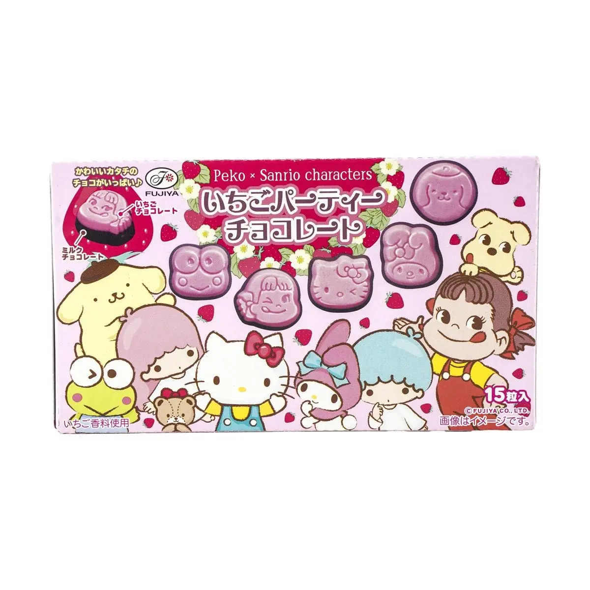 FUJIYA Japanese Strawberry Party Chocolate 40g - Delicious Treat for All Occasions