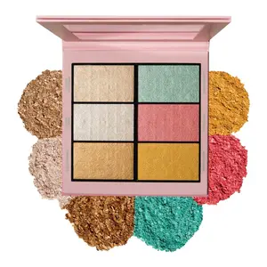 KimChi Chic Beauty Drama Queen Cosmetics Highlighter and Blush Palette - 6 Shimmery Colors for Flawless Makeup Glow