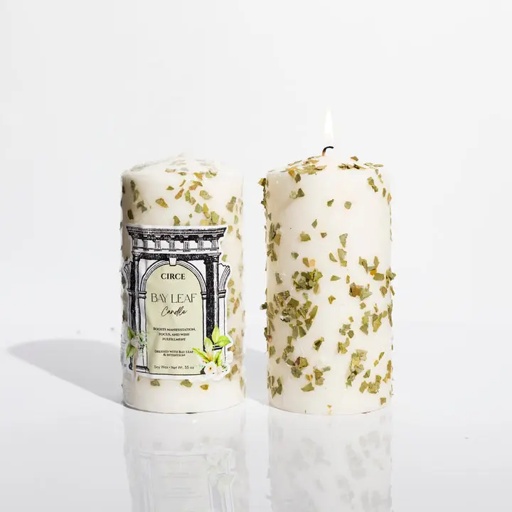 Circe Boutique Bay Leaf Manifestation Candle — Wish Fulfillment Focus Light